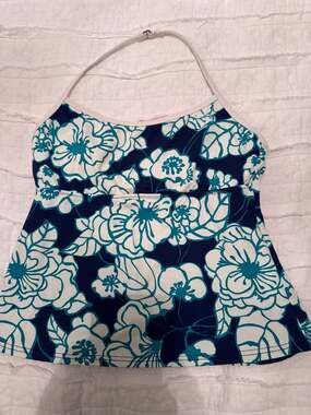Lands' End Petite Size 6 Floral Halter Neck Tankini Swim Top